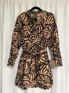 By Anthropologie Long-Sleeve Printed Tunic Mini Dress